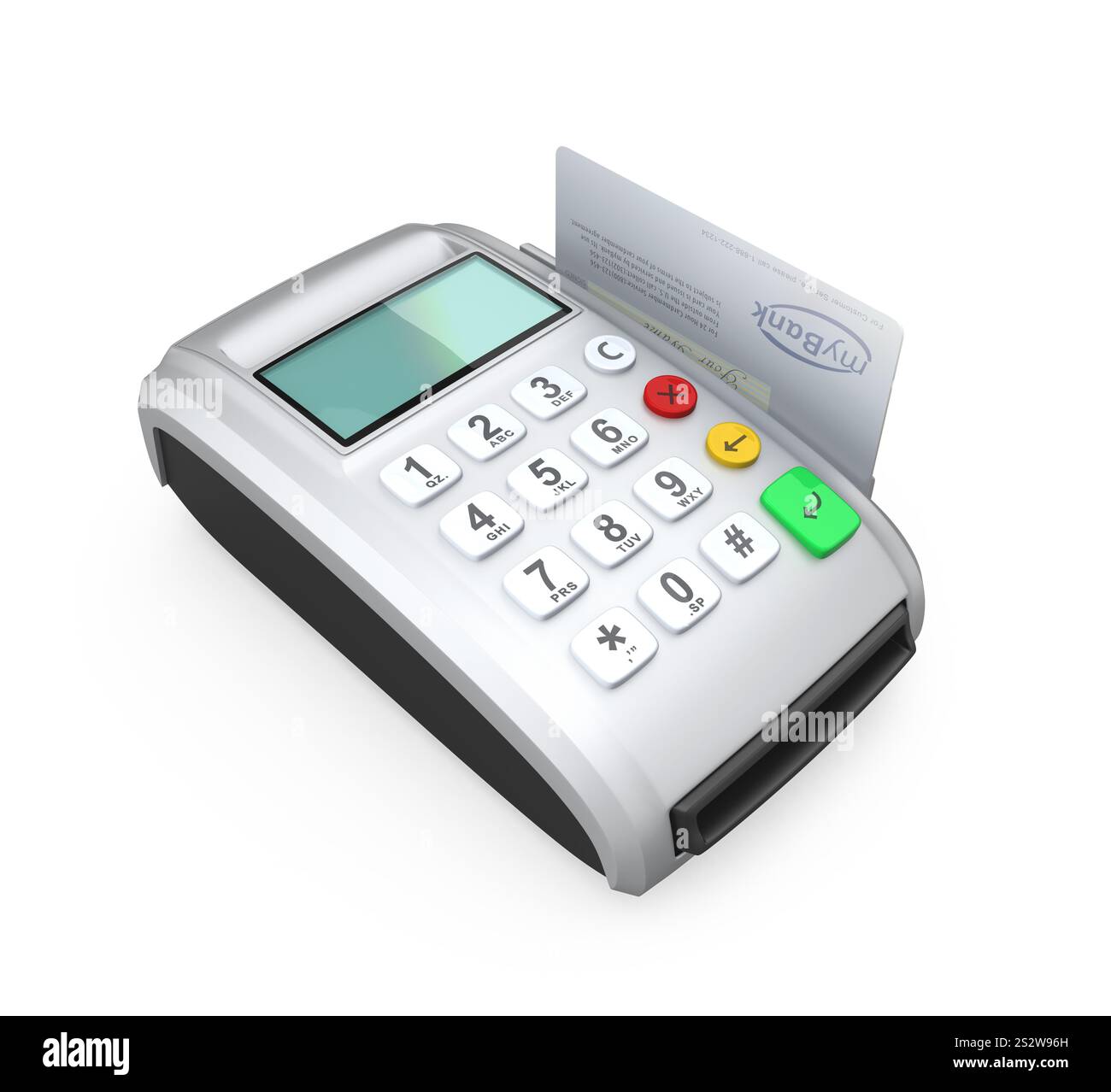 Scansione di una carta presso un terminale di pagamento con carta di credito Foto Stock