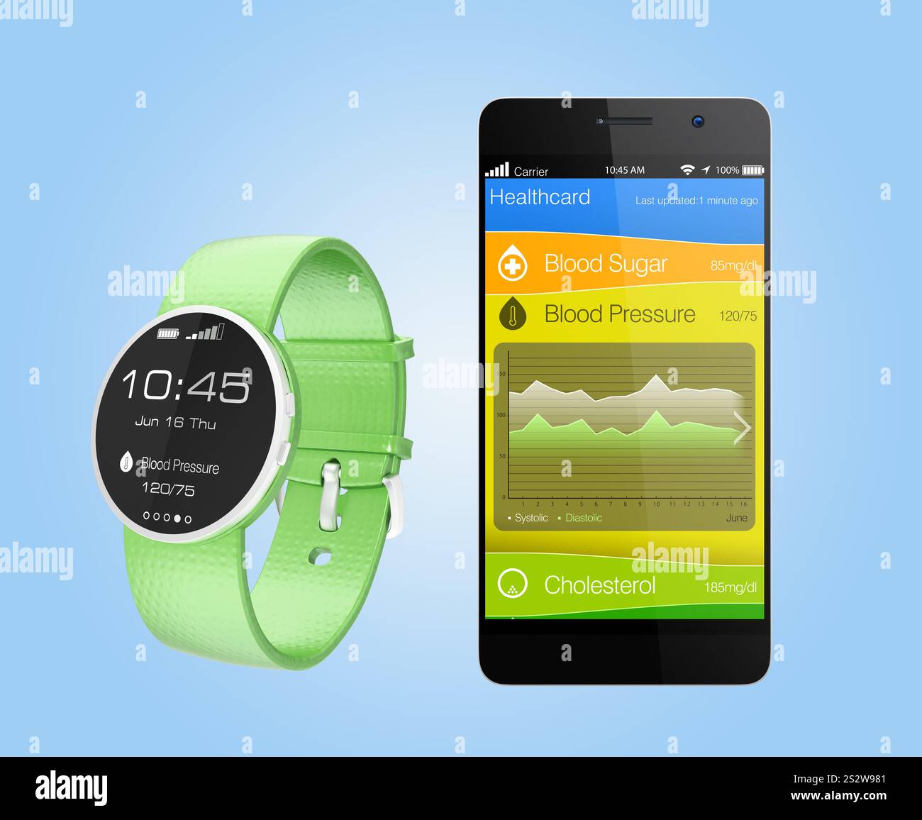 App per la gestione della salute collegate agli smartwatch Foto Stock