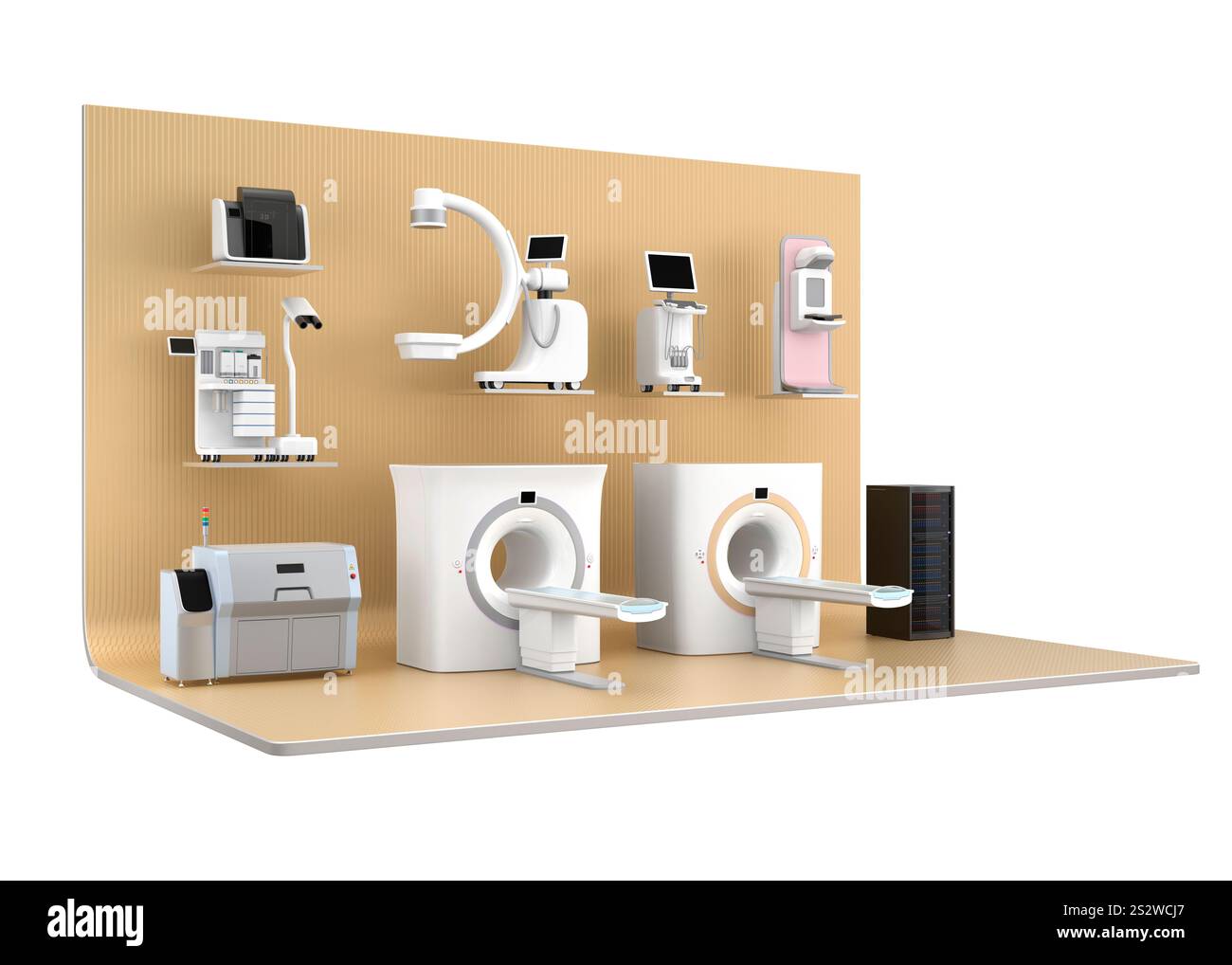 Immagine del concetto di rete delle apparecchiature di diagnostica per immagini mediche Foto Stock