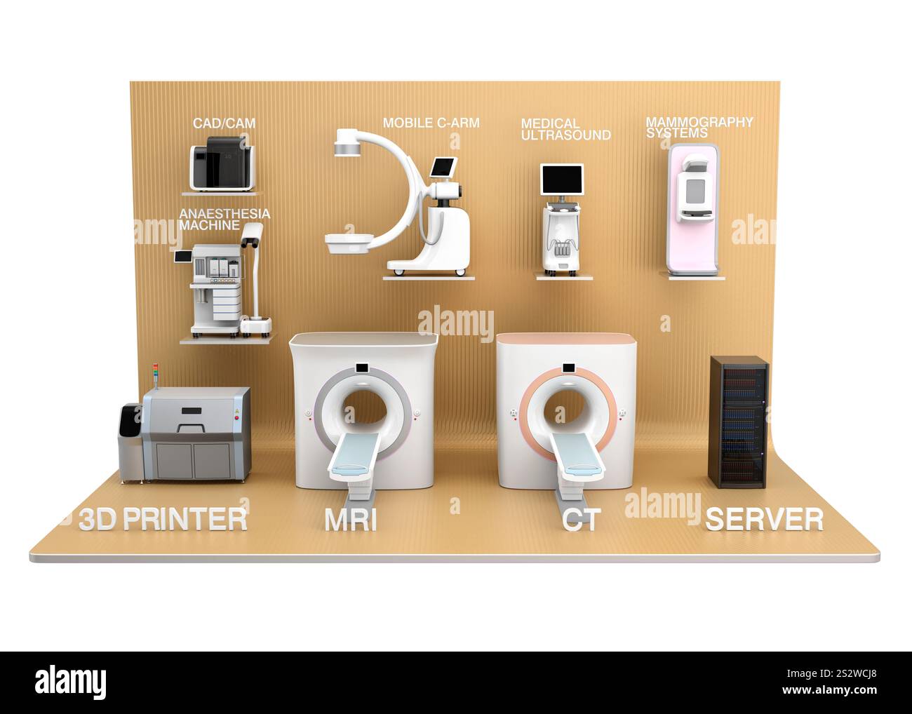 Immagine del concetto di rete delle apparecchiature di diagnostica per immagini mediche Foto Stock