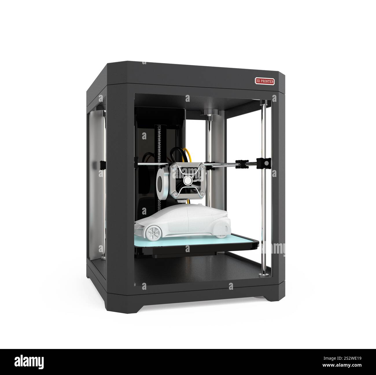 Immagine di una stampante 3D che emette un modello di un'auto Foto Stock