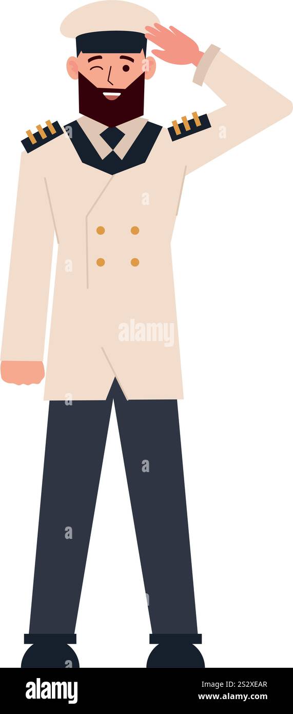 ufficiale della marina uomo barbuto Illustrazione Vettoriale