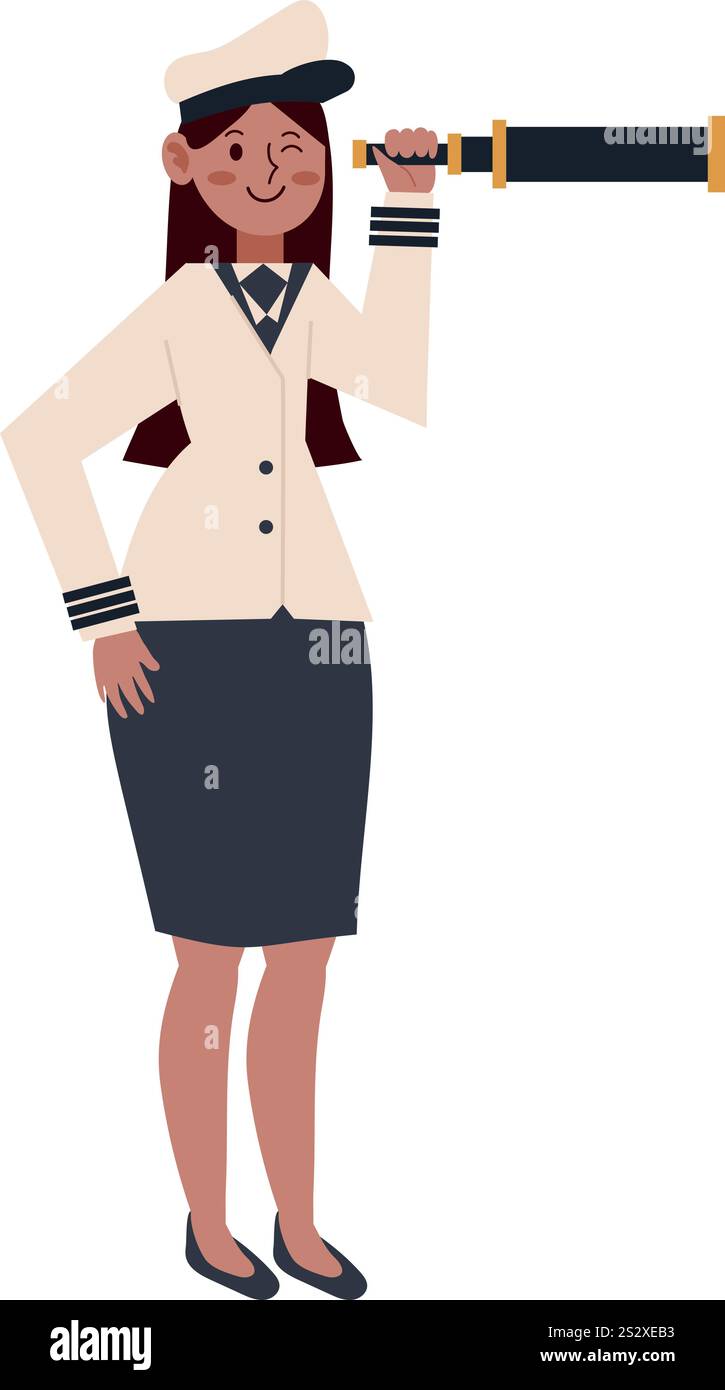 ufficiale della marina con telescopio Illustrazione Vettoriale