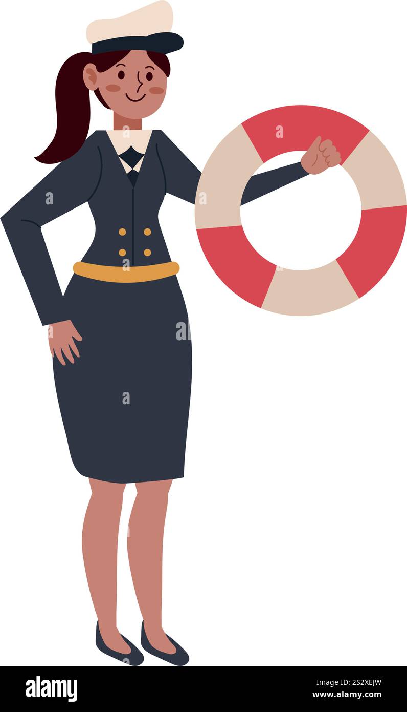 ufficiale della marina con salvagente Illustrazione Vettoriale