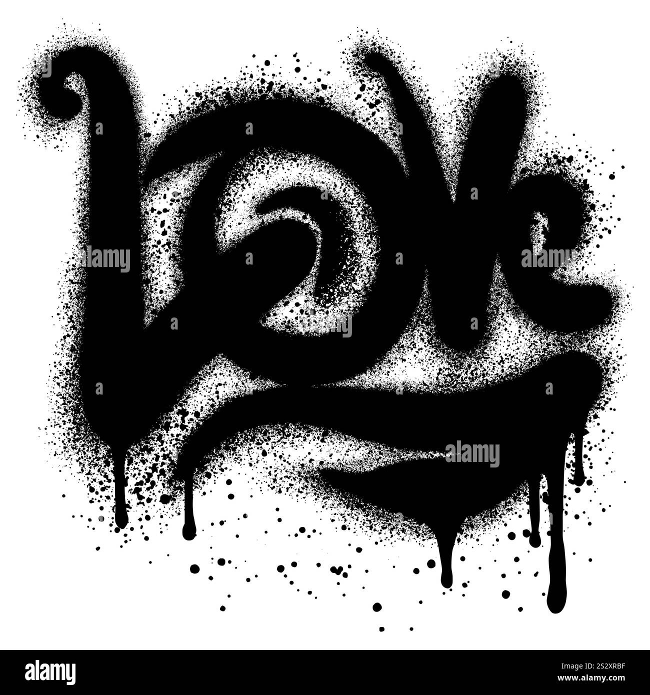 I graffiti adorano il testo spruzzato in bianco e nero. Illustrazione Vettoriale