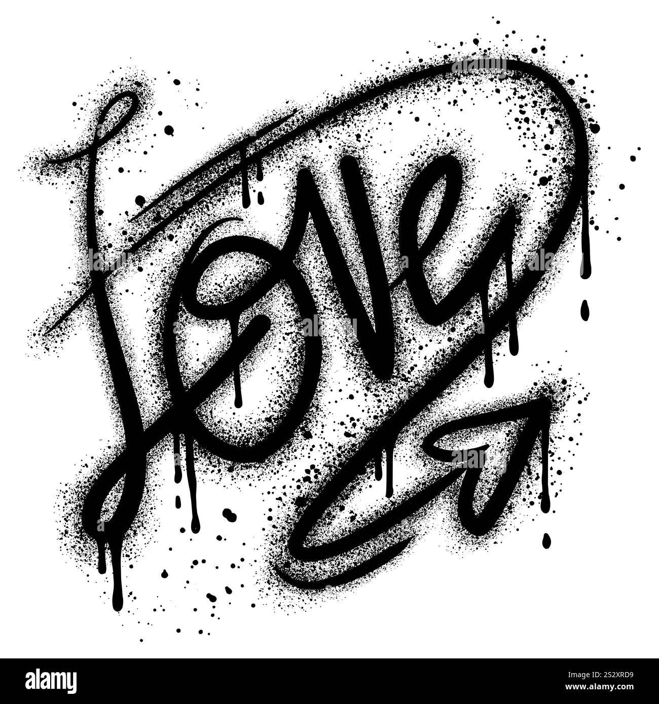 I graffiti adorano il testo spruzzato in bianco e nero. Illustrazione Vettoriale