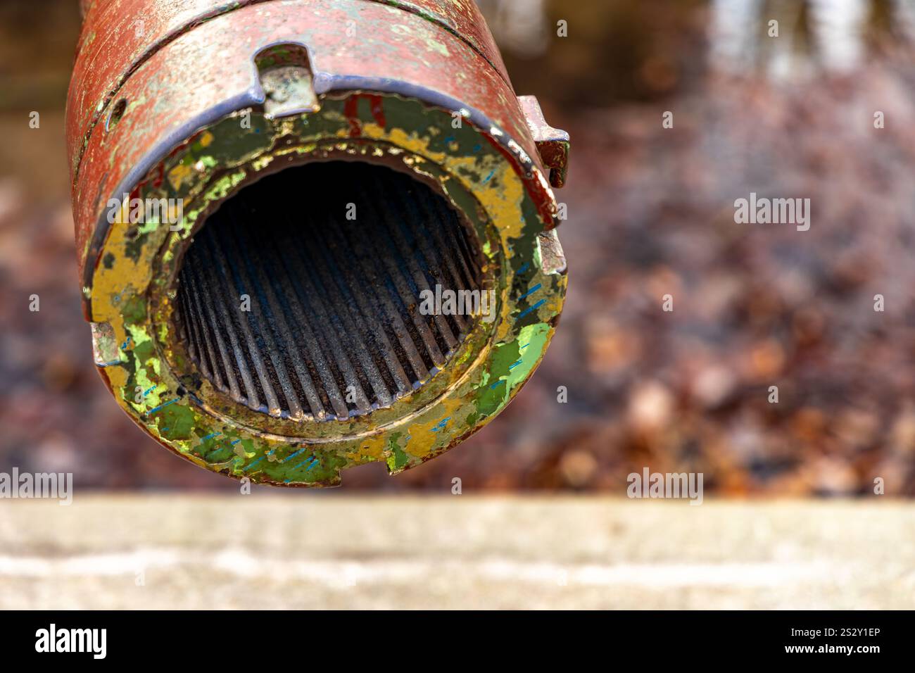 Pozzi di fuoco nella foresta sulla costa di Gdynia, monumenti militari, posizioni di artiglieria, luoghi storici della seconda guerra mondiale Foto Stock