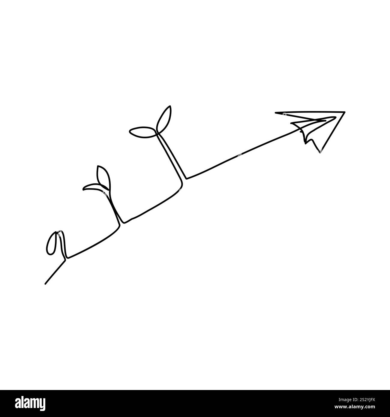 Illustrazione vettoriale del processo di crescita delle piante disegno continuo di una linea Illustrazione Vettoriale