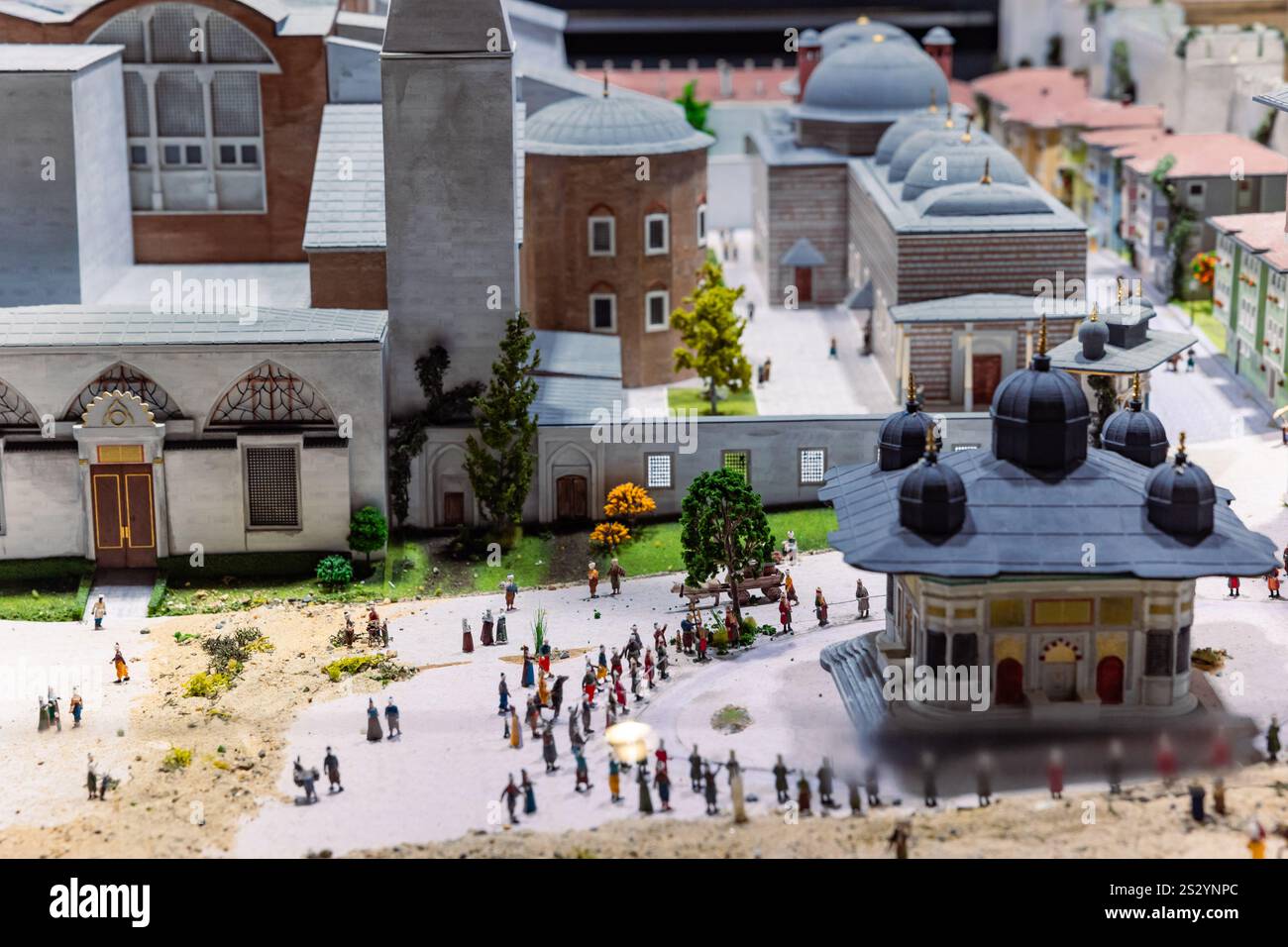 Hagia Sophia e Fontana di Ahmet III modelli a Istanbul mostra di modelli della Penisola storica a Miniaturk. Istanbul Turchia - 7.12.2024 Foto Stock