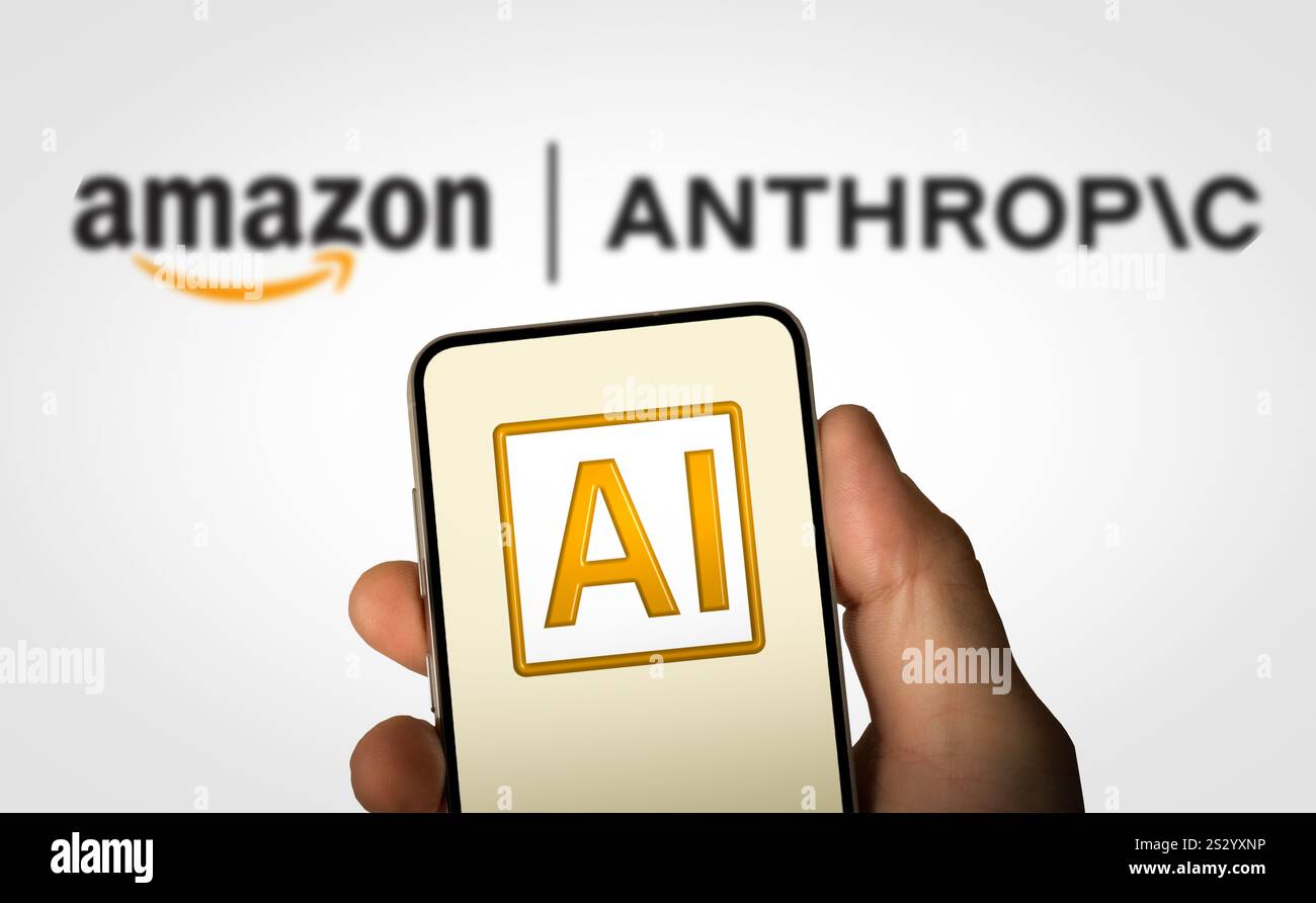 Amazon e Anthropic - collaborazione tecnologica ai Foto Stock