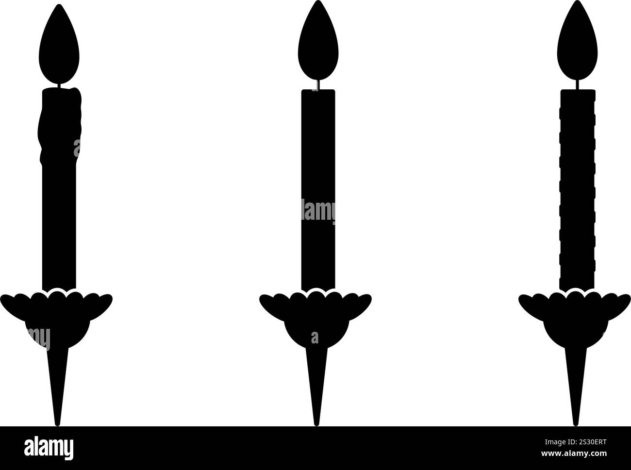 Illustrazione vettoriale del set di icone della silhouette della candela di compleanno Illustrazione Vettoriale