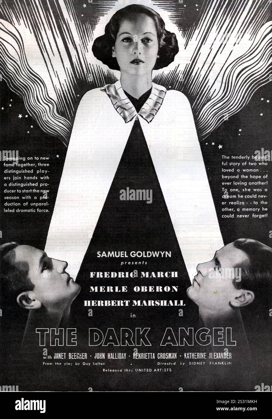 THE DARK ANGEL DIRETTO DA SIDNEY FRANKLIN CON FREDRIC MARCH MERLE OBERON HERBERT MARSHALL POSTER DALL'ARCHIVIO RONALD GRANT MS1035/9 THE DARK ANGEL DIRETTO DA SIDNEY FRANKLIN CON FREDRIC MARCH MERLE OBERON HERBERT MARSHALL POSTER MS1035/9 data: 1935 Foto Stock