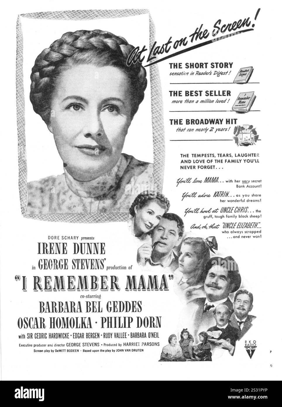 I REMEMBER MAMA REGIA DI GEORGE STEVENS POSTER DELL'ARCHIVIO RONALD GRANT PY148/9 I REMEMBER MAMA REGIA DI GEORGE STEVENS PY148/9 data: 1947 Foto Stock