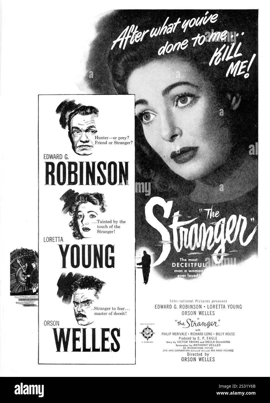 EDWARD G ROBINSON LORETTA IL GIOVANE ORSON WELLES NELLO STRANIERO DIRETTO DA ORSON WELLES POSTER DALL'ARCHIVIO RONALD GRANT PICPY646/15 EDWARD G ROBINSON LORETTA IL GIOVANE ORSON WELLES NELLO STRANIERO DIRETTO DA ORSON WELLES PICPY646/15 data: 1946 Foto Stock