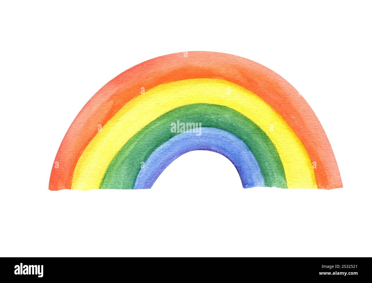 Acquerello arcobaleno nei colori arancione, giallo, verde, blu. Giorno di San Patrizio 2025 decorazione. Elemento primaverile adatto ai bambini per le vacanze p Foto Stock