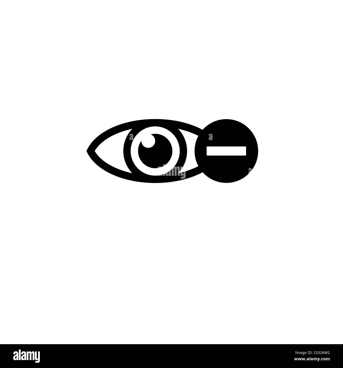 Occhio umano con meno, visione miope, icona vettoriale piatta solida Myopia isolata su sfondo bianco. Illustrazione Vettoriale