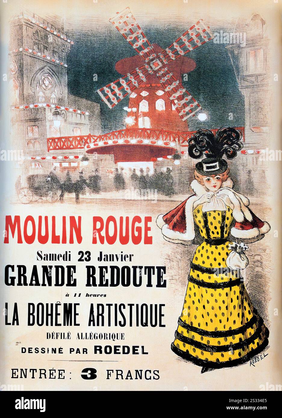 Poster vintage del Moulin Rouge Foto Stock