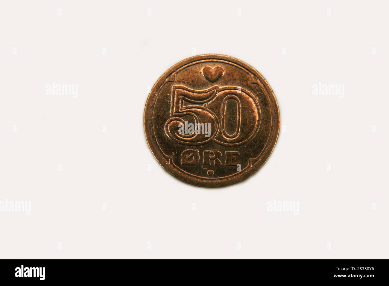 Primo piano di cinquanta øre Corona danese Foto Stock