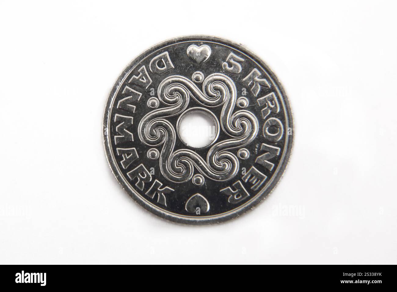 Primo piano di 5 corone danesi Foto Stock