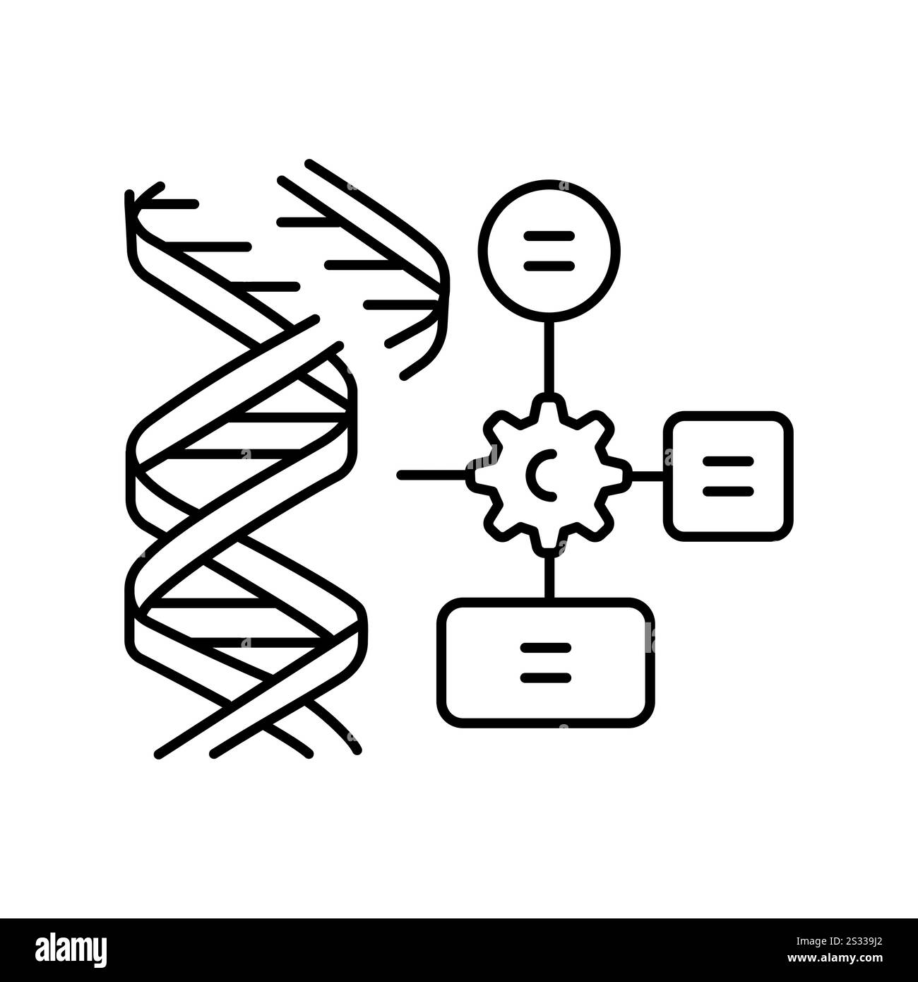 Icona della linea nera degli algoritmi genetici. Elemento isolato vettoriale. Traccia modificabile. Illustrazione Vettoriale
