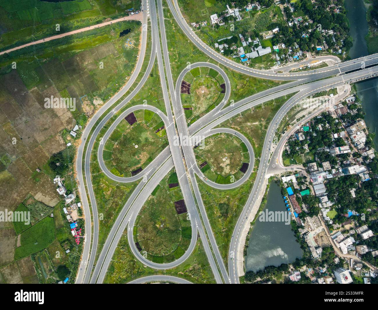 Veduta aerea dello svincolo di Bhanga, Bhanga, Distretto di Faridpur, Bangladesh Foto Stock