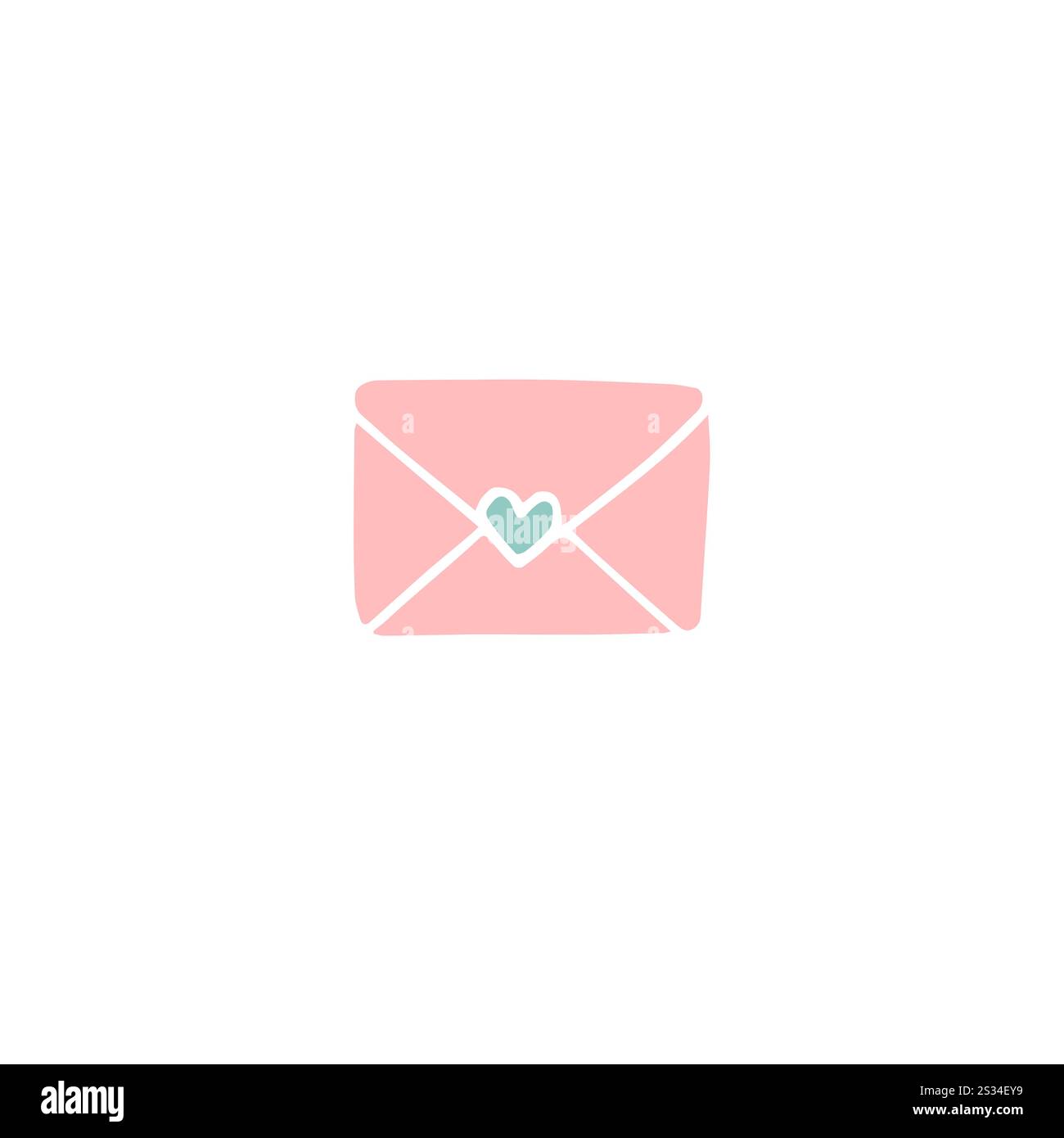 Disegnare a mano il doodle disegnato a mano con una lettera rosa isolata su sfondo bianco Illustrazione Vettoriale