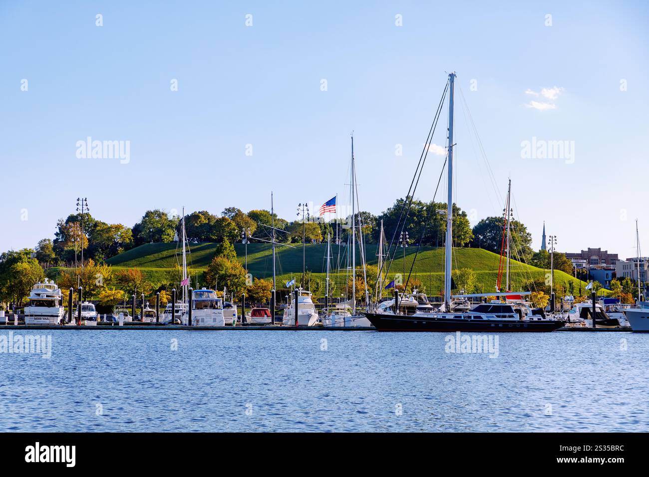 Federal Hill Park e Inner Harbor Marina a Baltimora, Maryland, USA Foto Stock