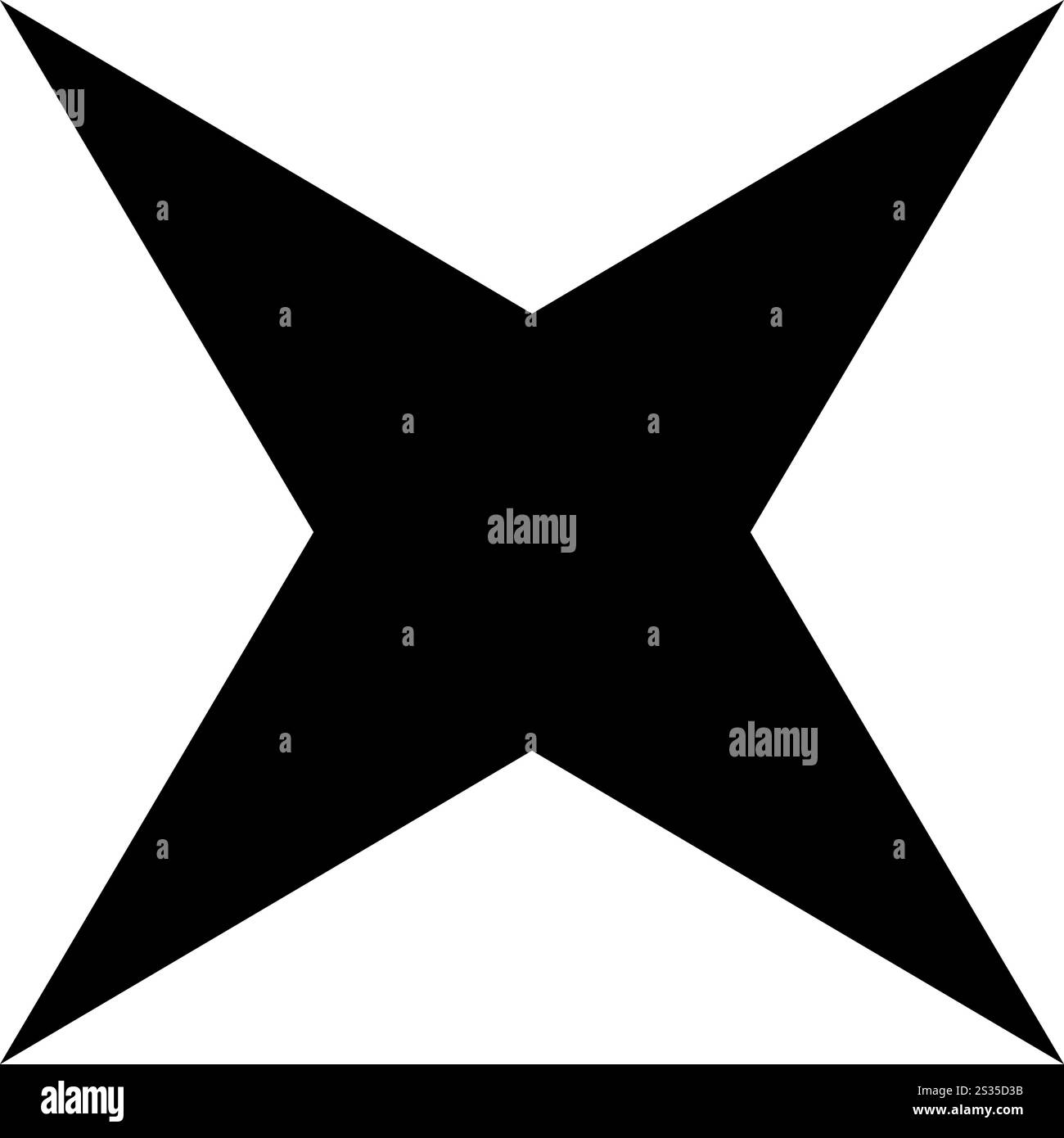 Icona a stella nera. Scintillio, scintillio, stelle o brividi, segno di polvere di stelle. Flash, riflesso o riflesso, luce o fuochi d'artificio, simbolo di esplosione o magia abbagliante. Pittogramma vintage y2k. Illustrazione grafica vettoriale. Illustrazione Vettoriale