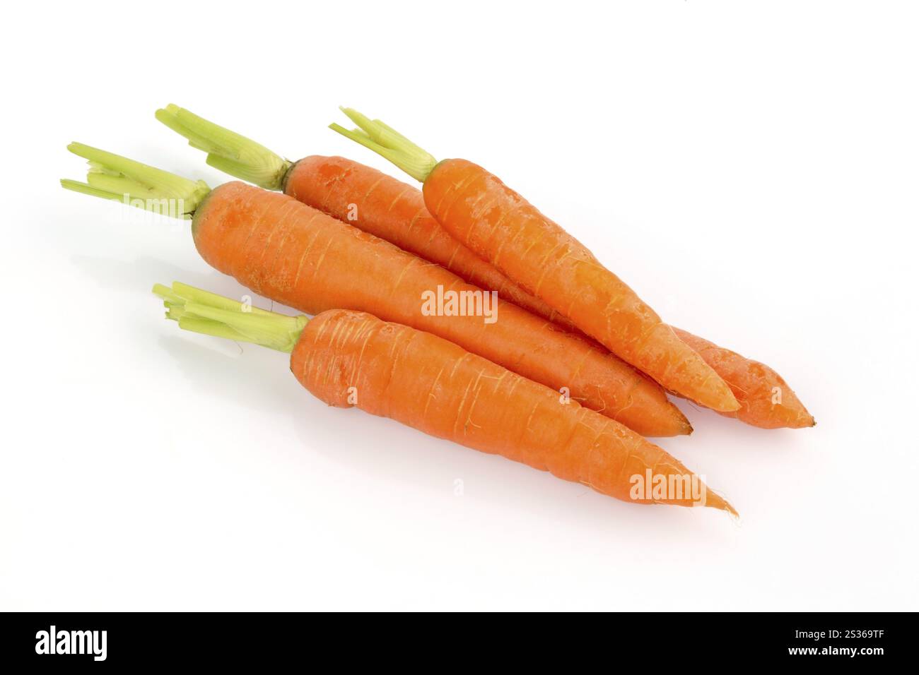 Carote coltivate biologicamente su sfondo bianco. Frutta e verdura fresche sono sempre salutari. Austria Foto Stock