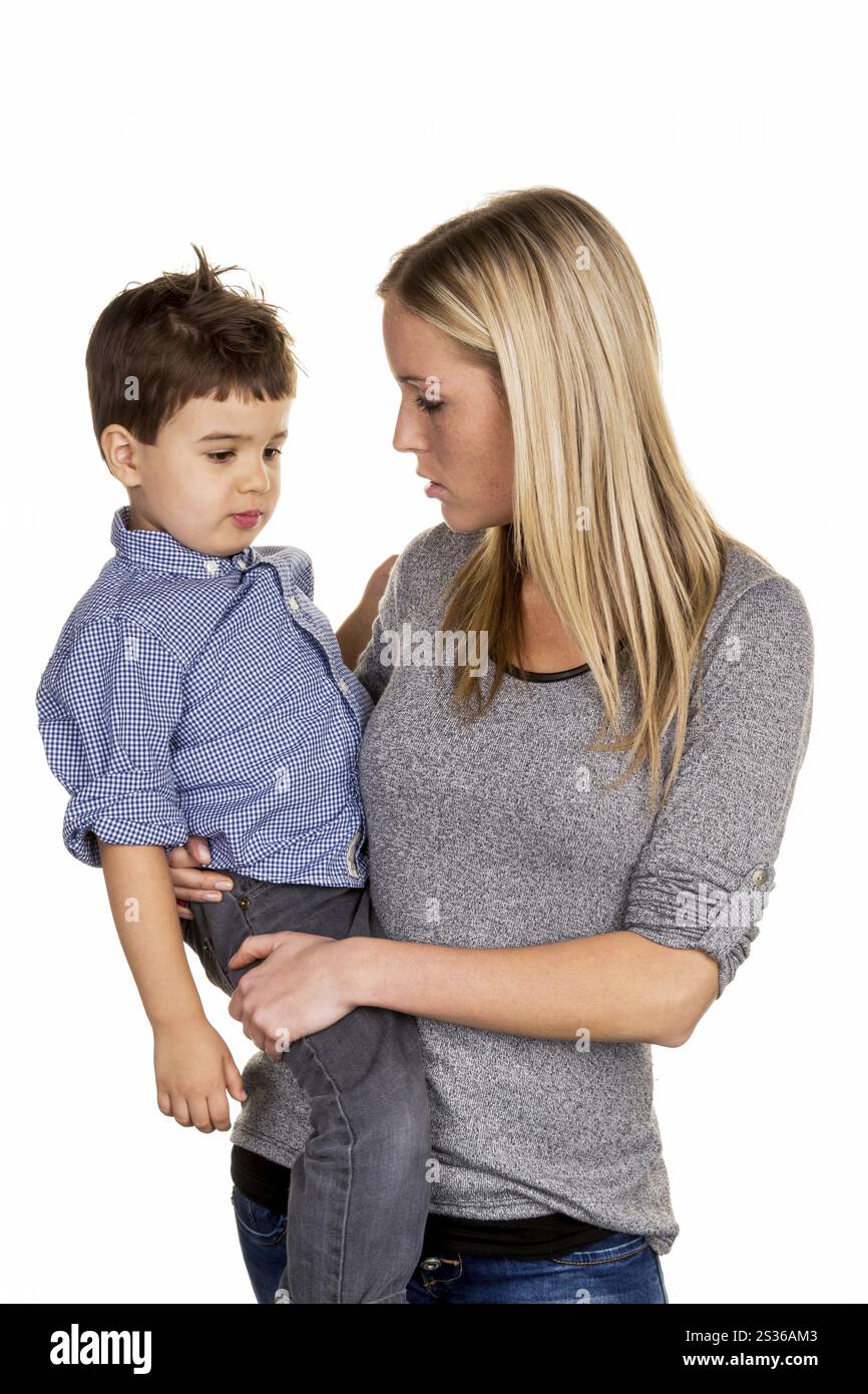 Madre e figlio, simbolo di amore, cura, madre single Foto Stock