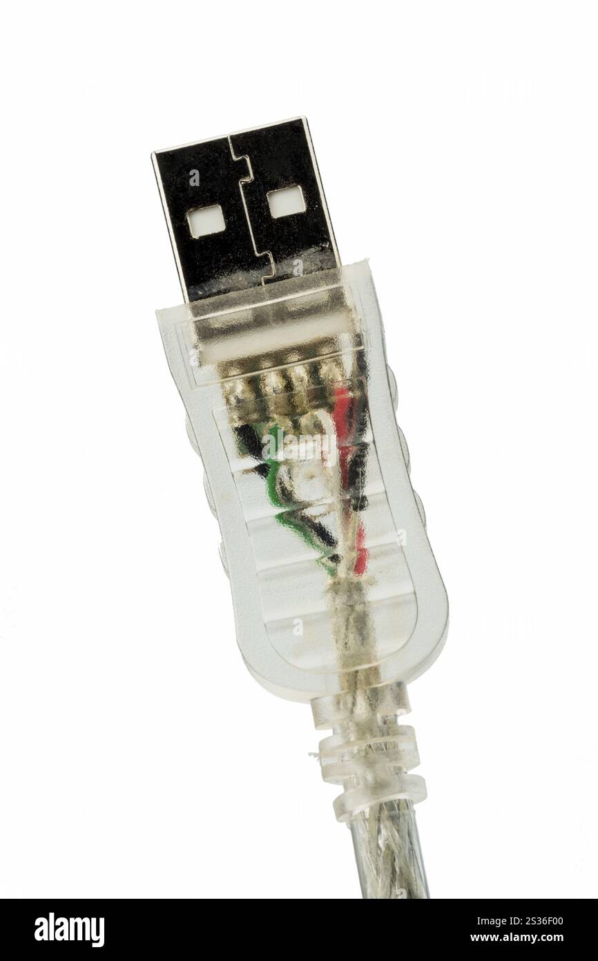 Cavo USB, foto simbolo per il collegamento in rete, il trasferimento dati e Internet Foto Stock