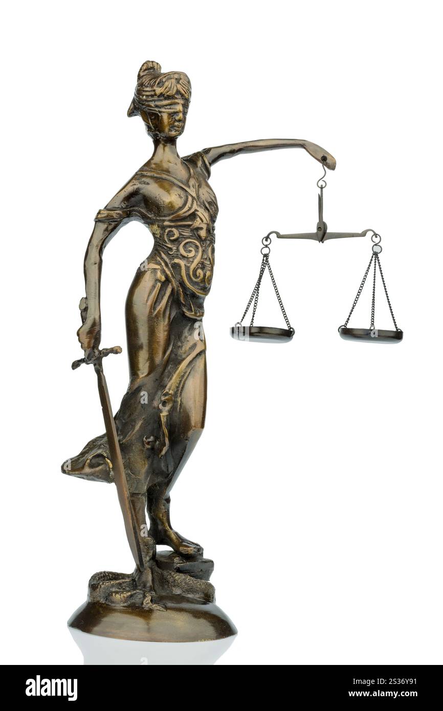 Scultura di Justitia, simbolo della giustizia e della giurisdizione Austria Foto Stock