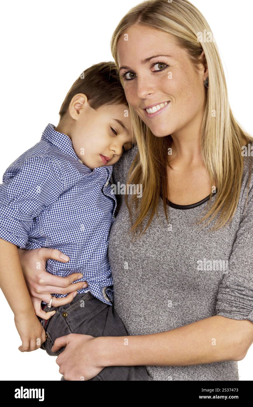 Madre e figlio, simbolo di amore, cura, madre single Foto Stock
