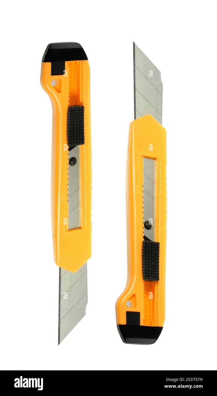 Coltello da taglio isolato su sfondo bianco. Coltello da taglio isolato su bianco Foto Stock