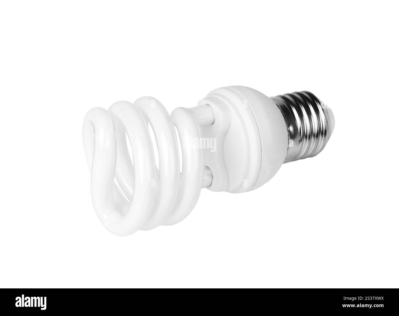 Lampadina fluorescente isolata su sfondo bianco. Lampadina fluorescente su sfondo bianco Foto Stock