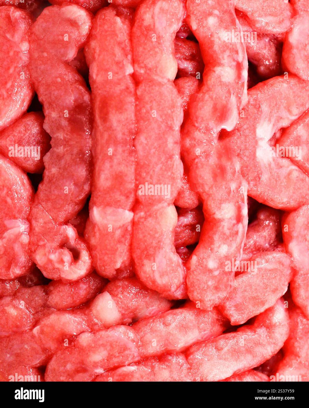 Sfondo o texture di manzo macinato. Carne macinata Foto Stock