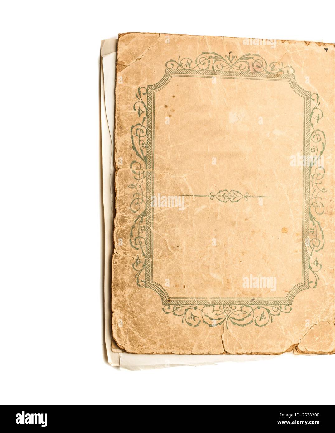 L'antico libro isolato su sfondo bianco. L'antico libro Foto Stock