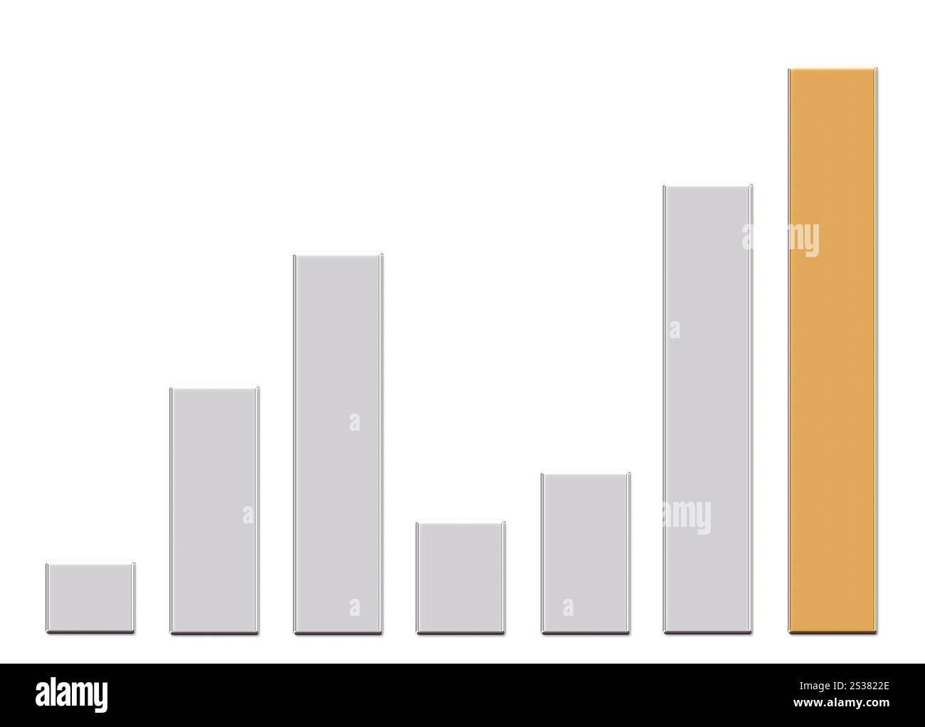 golden Business Graph isolato su sfondo bianco. Grafico aziendale Foto Stock