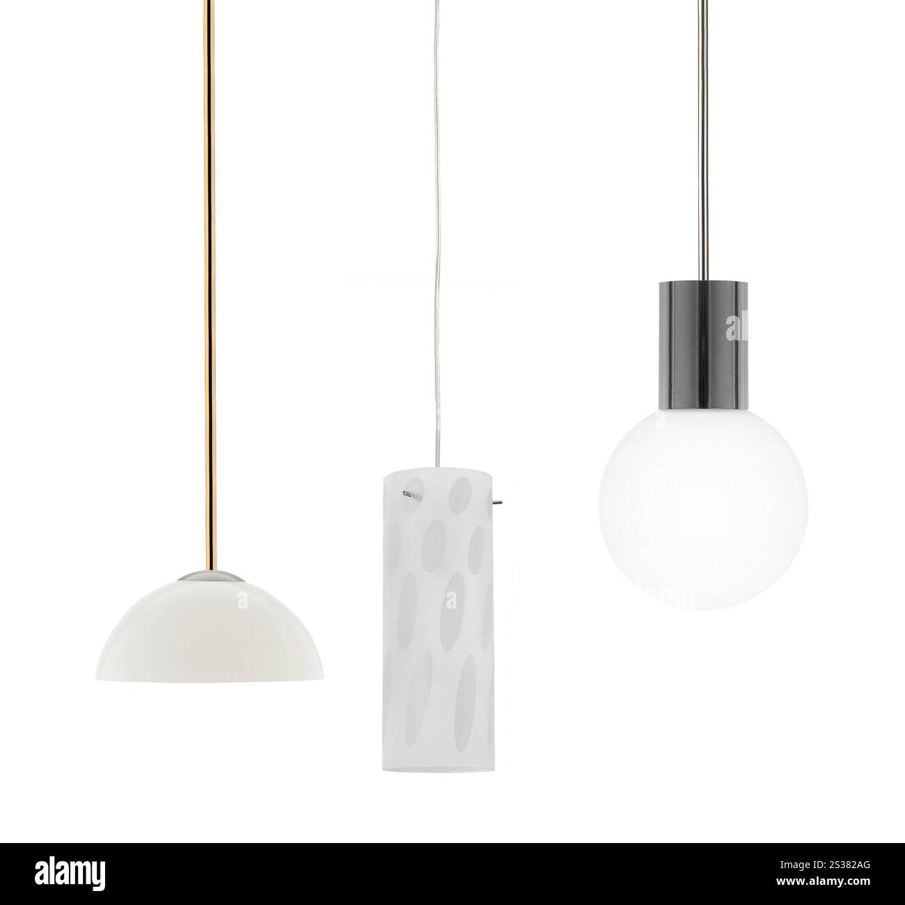 diverse lampade da pavimento isolate in bianco. varie lampade da terra Foto Stock