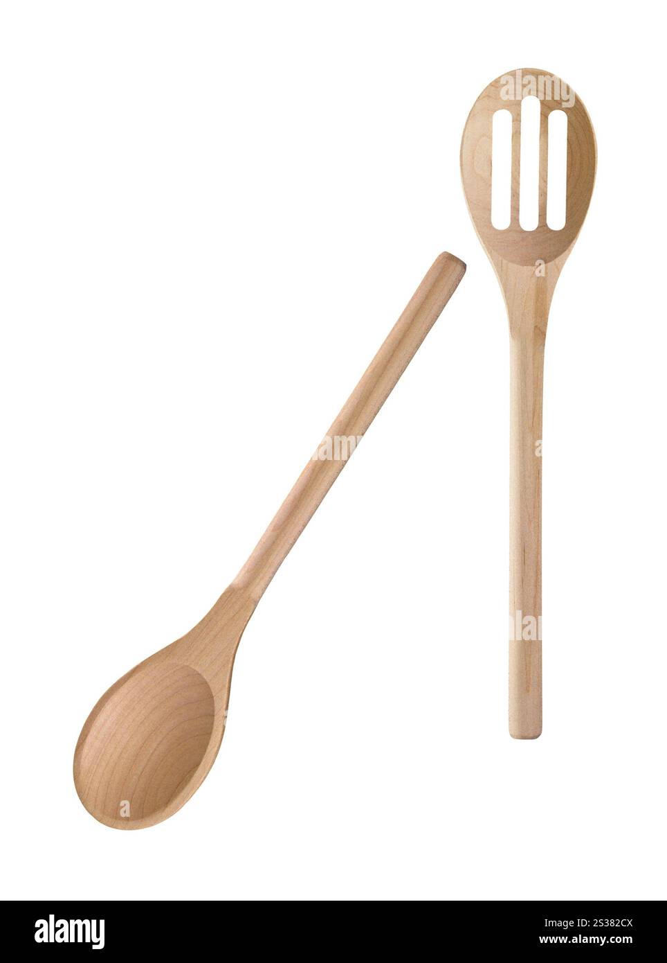 Utensili da cucina in legno isolati su sfondo bianco. Utensili da cucina in legno isolati Foto Stock