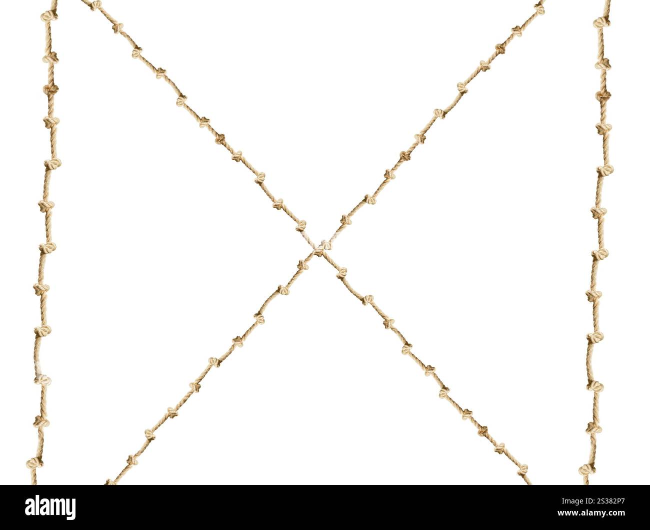 Nodo in una corda isolata su sfondo bianco. Nodo in una corda con sfondo Foto Stock