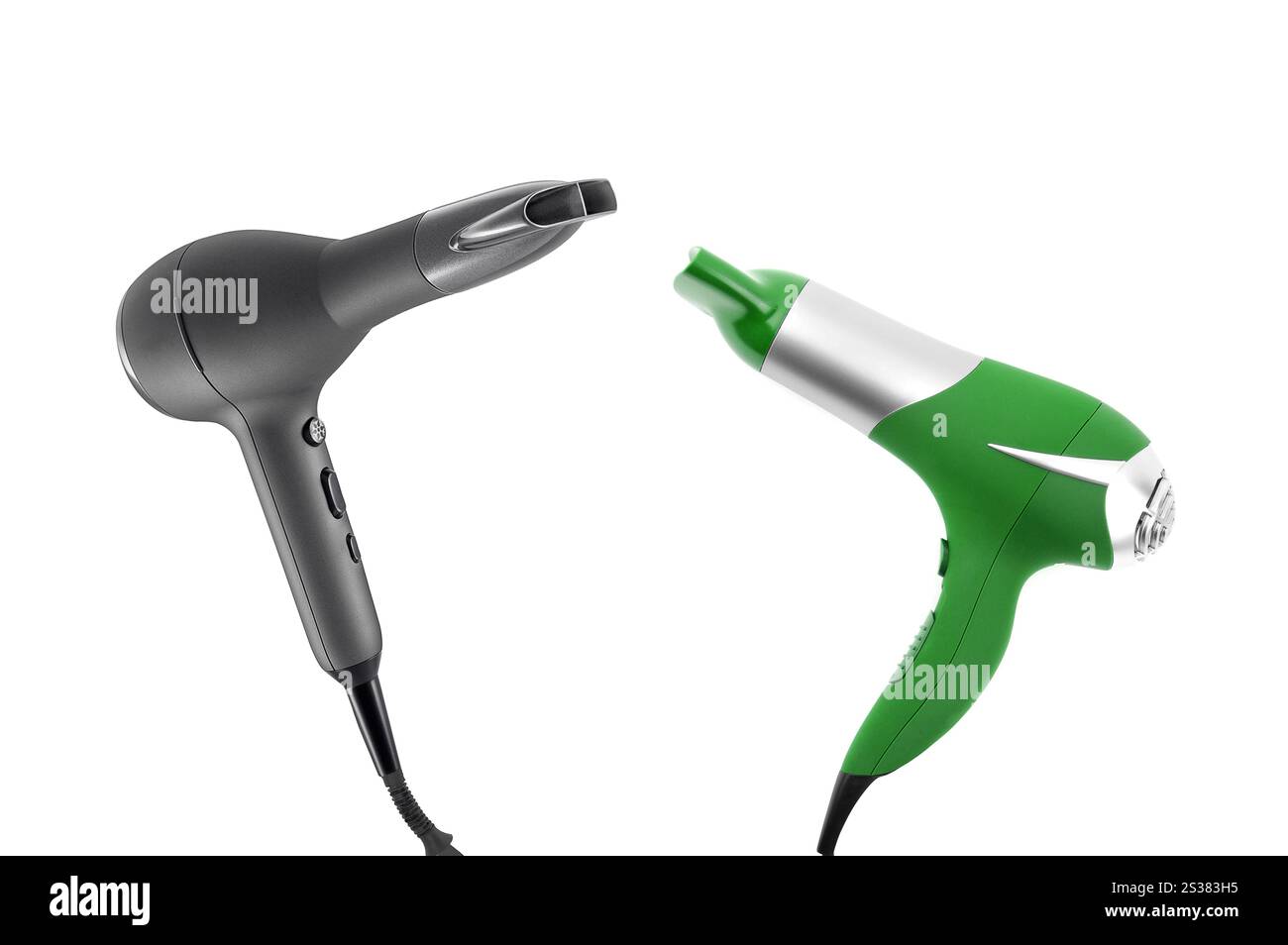 Asciugacapelli isolato su sfondo bianco. Asciugacapelli isolato Foto Stock