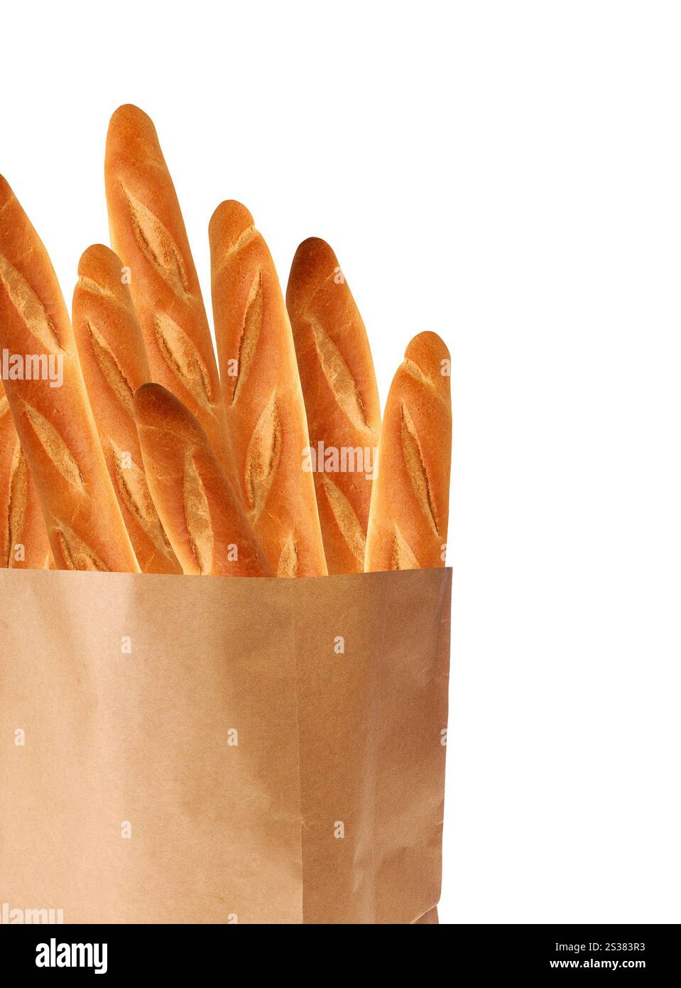 pan di pane francese bianco isolato su sfondo bianco. pane francese bianco Foto Stock