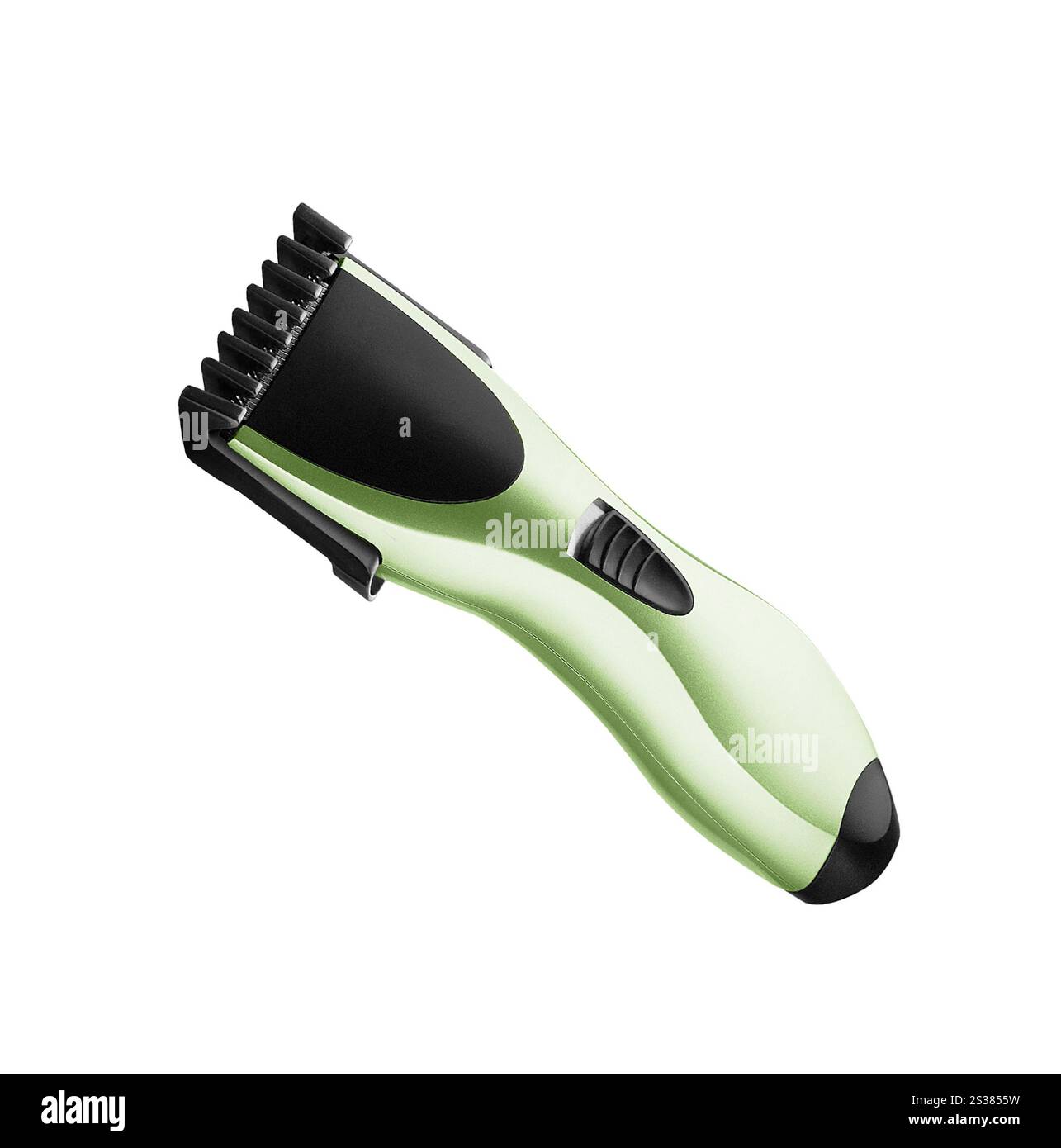 Attrezzatura da barbiere isolata su sfondo bianco. Attrezzatura da barbiere Foto Stock