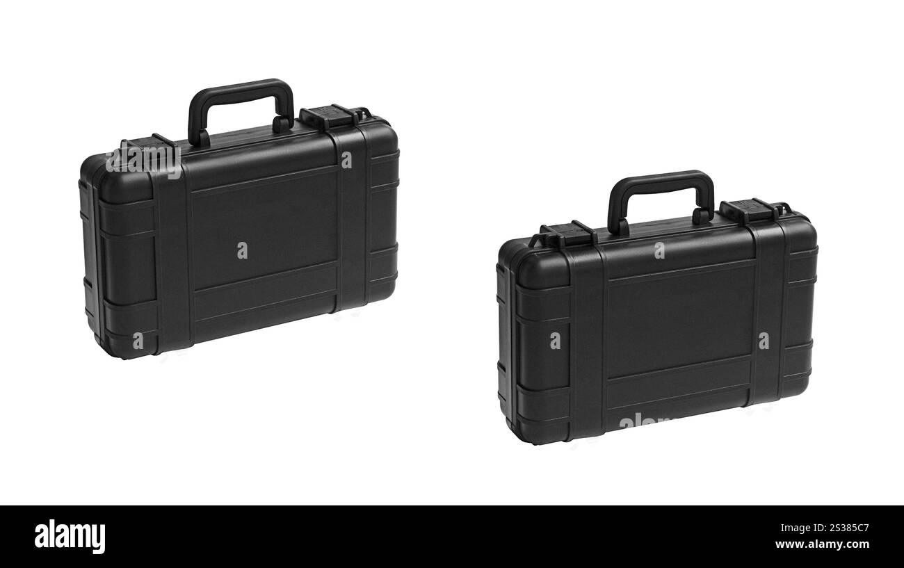 Cassette portautensili in plastica isolate su sfondo bianco. Cassette portautensili in plastica isolate Foto Stock