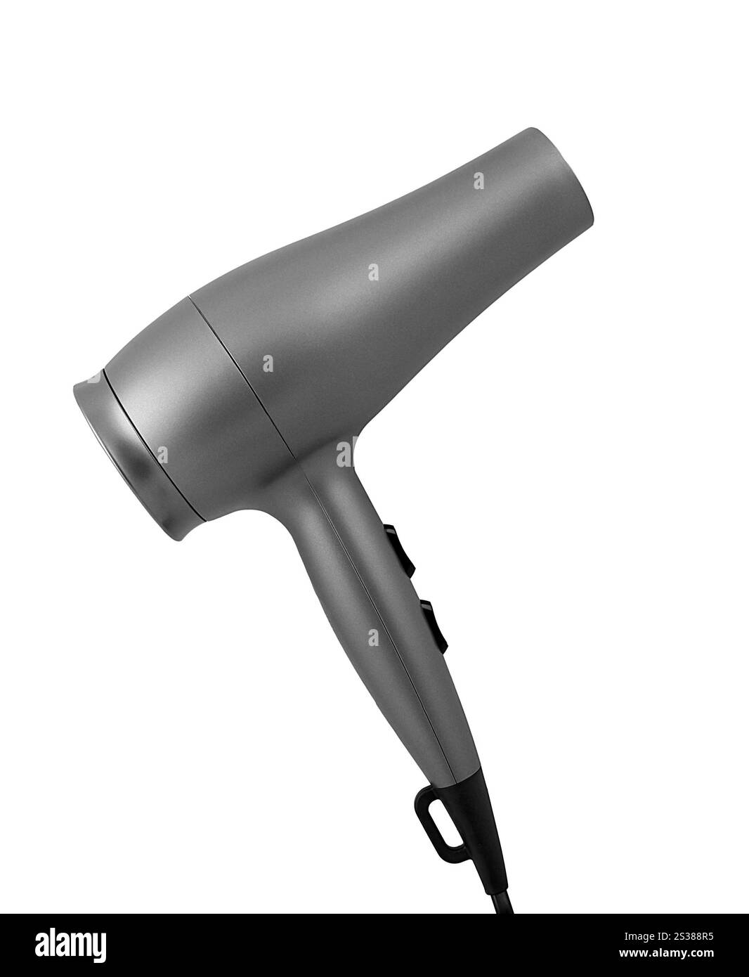 Asciugacapelli alla moda isolato su sfondo bianco. Asciugacapelli alla moda Foto Stock