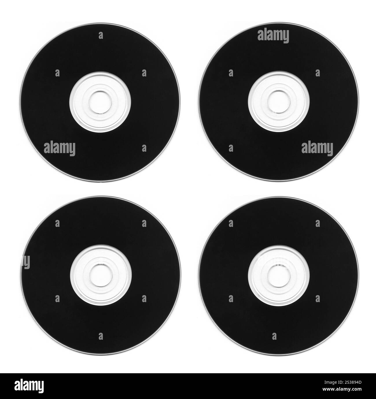 Disco in vinile nero isolato su sfondo bianco. Disco in vinile nero Foto Stock