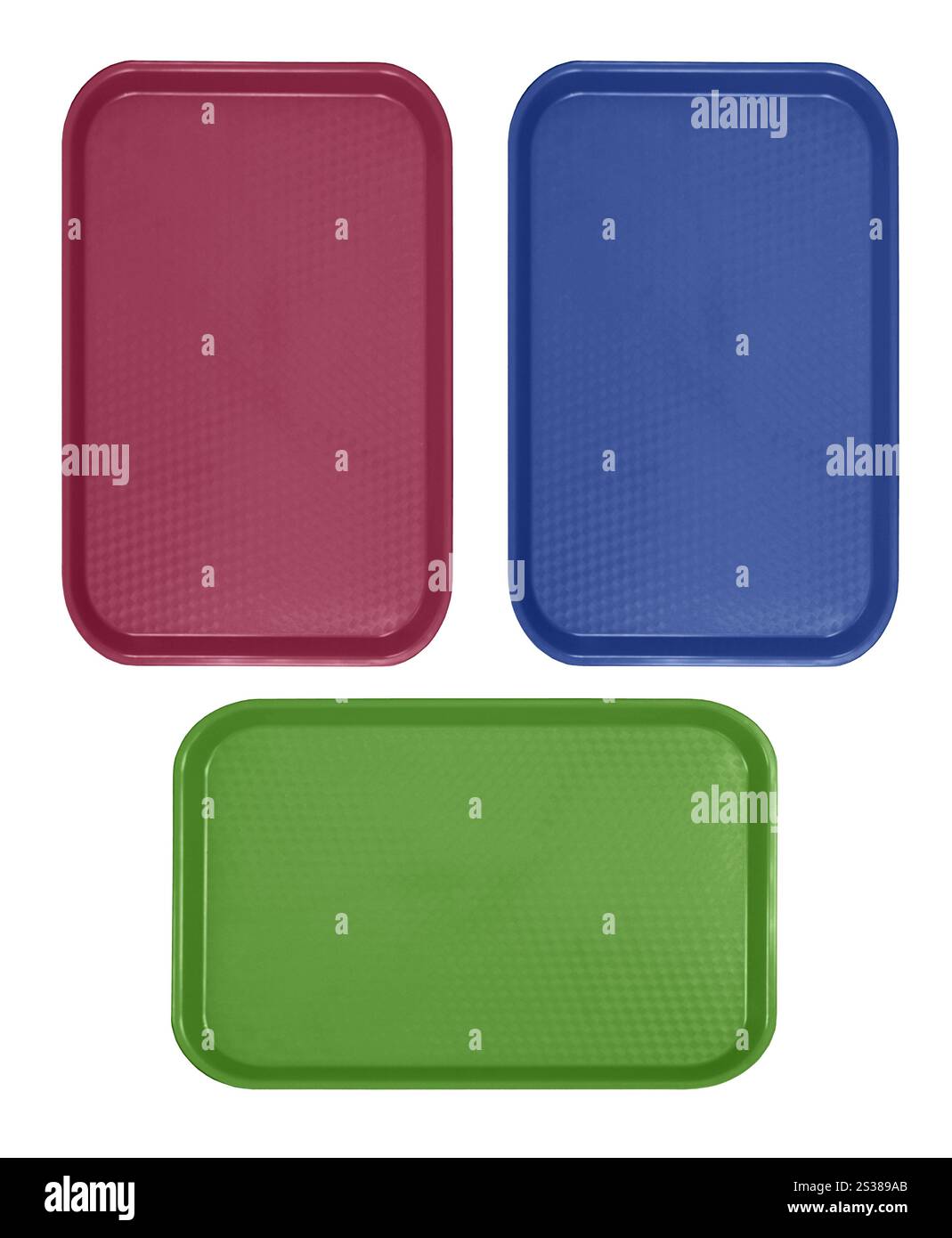 contenitori per stoviglie in plastica isolati su sfondo bianco. contenitori per stoviglie in plastica Foto Stock