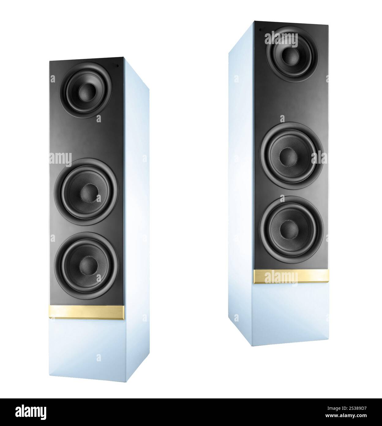 Altoparlanti grandi isolati su sfondo bianco. Altoparlanti grandi isolati su bianco Foto Stock