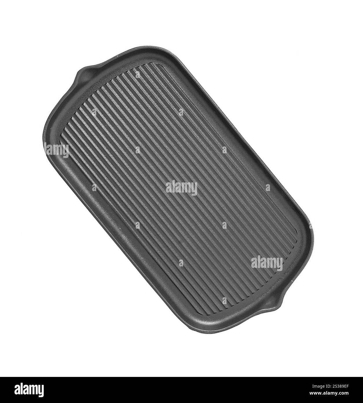 Nuova teglia di arrostimento nera con rivestimento antiaderente isolata su bianco. Nuova teglia per tostatura nera con rivestimento antiaderente Foto Stock